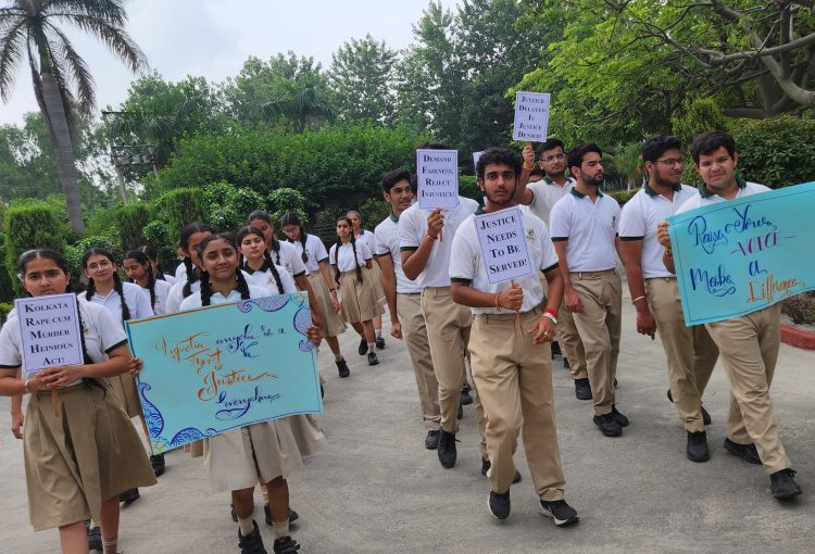 Flag March held in Woodland Overseas School on Kolkata Rape- Murder Case