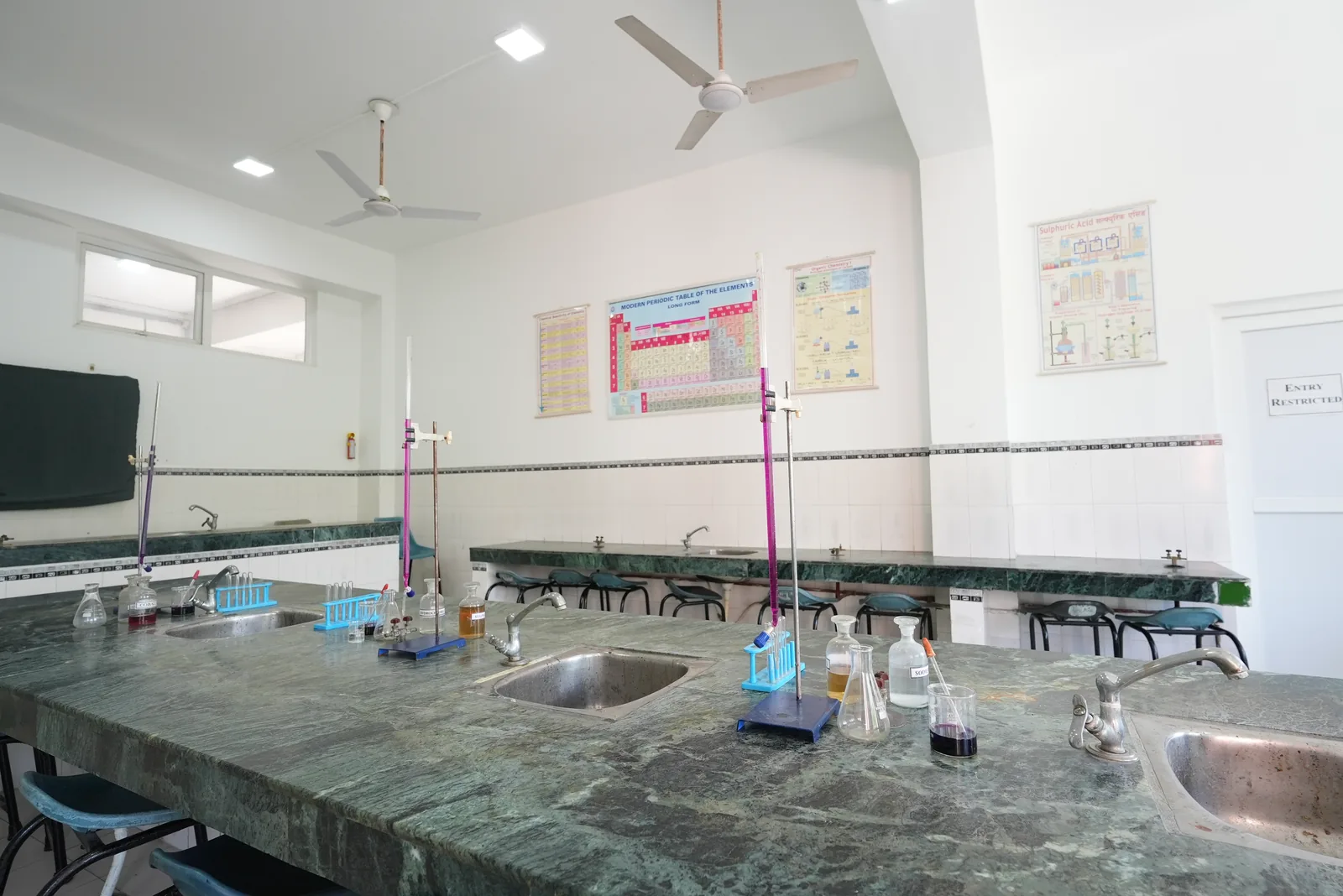 Chemistry lab with burettes